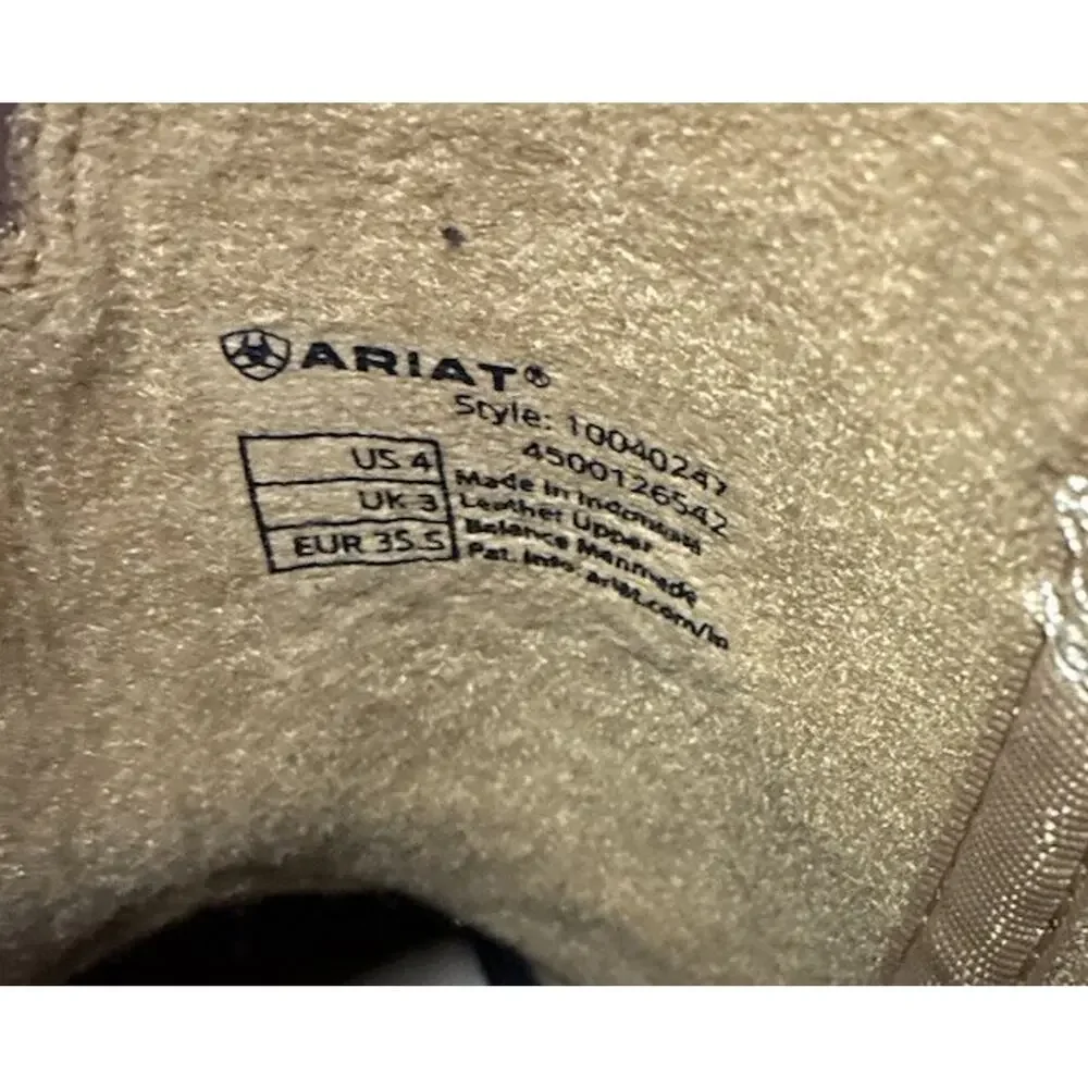 Ariat Kids Double Kicker Western Boots blue red size 4 square toe leather